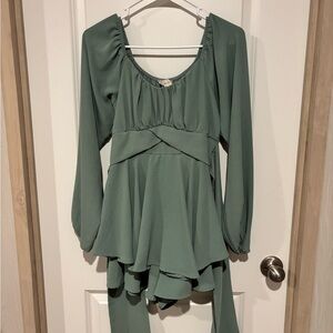 Altar'd State Sage Green Gathered Blouse